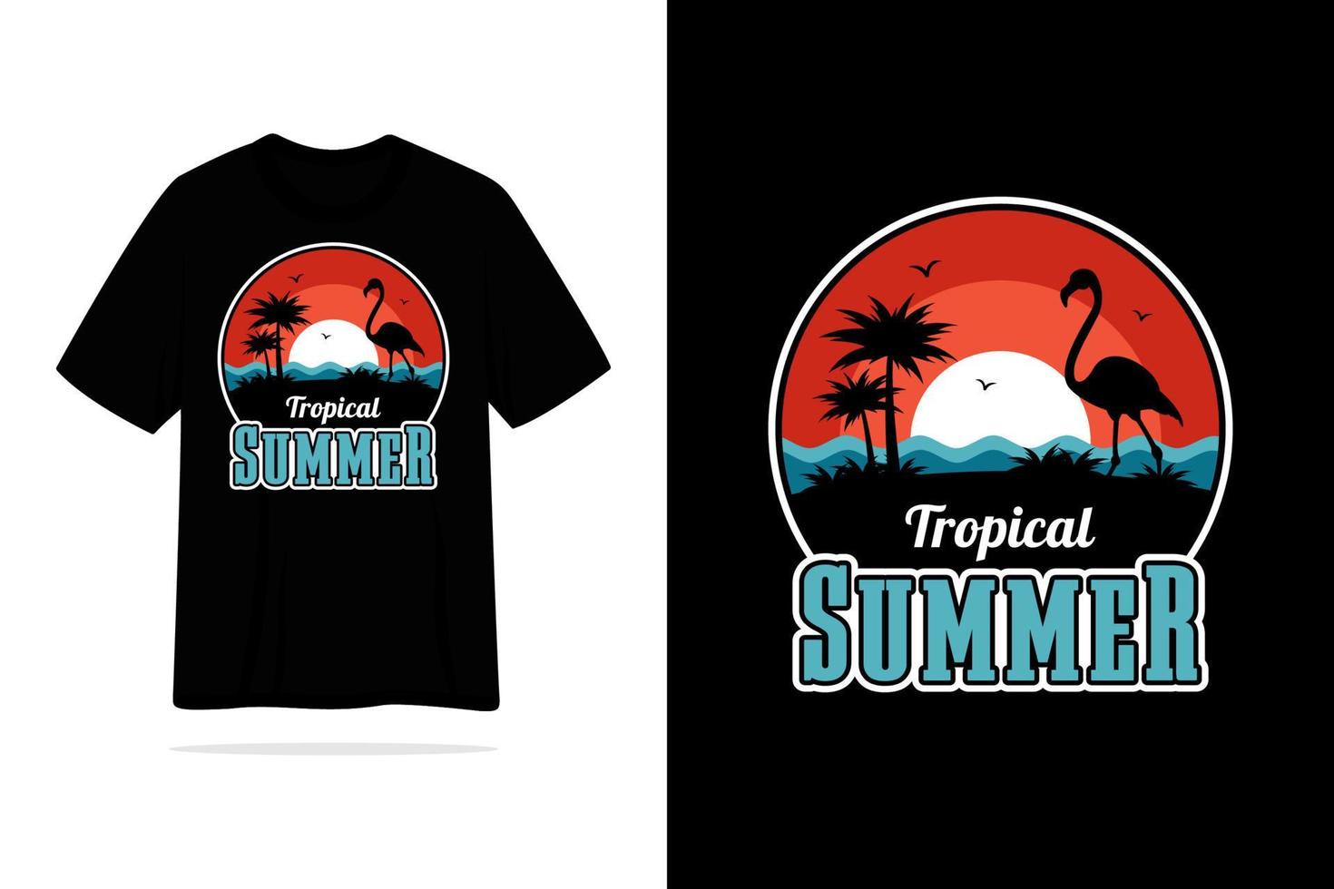 ilustração de design de camiseta tropical de verão vetor