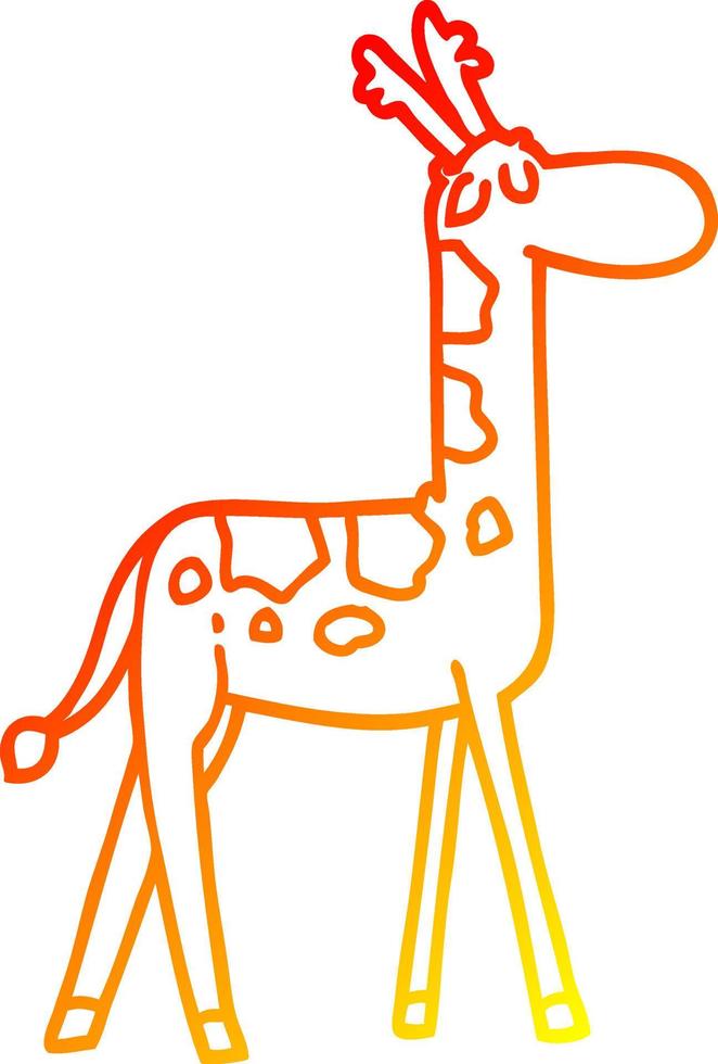 desenho de linha de gradiente quente desenho animado girafa engraçada vetor