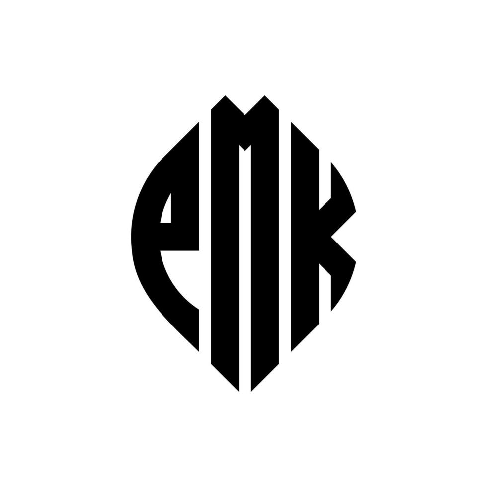 design de logotipo de carta de círculo pmk com forma de círculo e elipse. letras de elipse pmk com estilo tipográfico. as três iniciais formam um logotipo circular. pmk círculo emblema abstrato monograma carta marca vetor. vetor