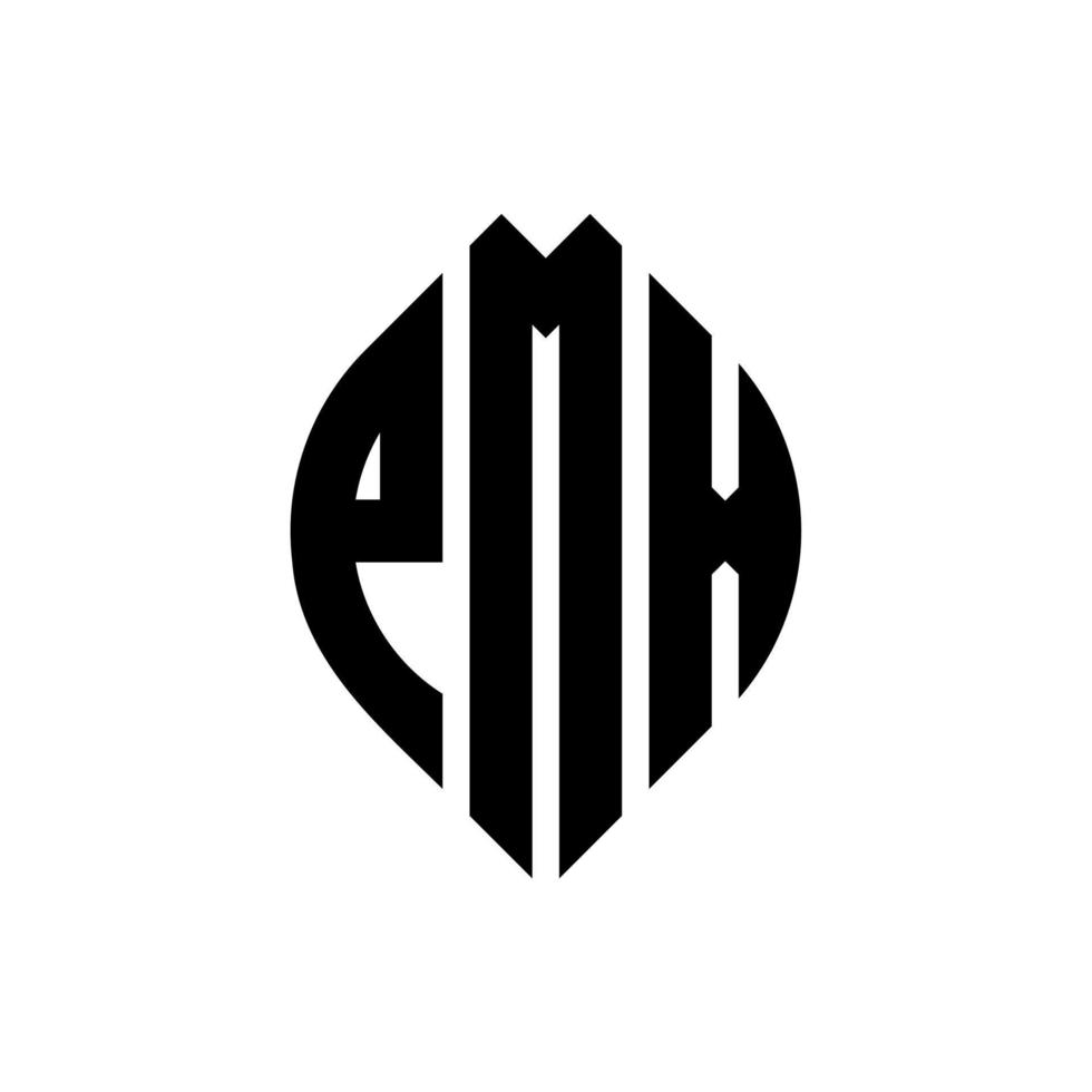 design de logotipo de carta de círculo pmx com forma de círculo e elipse. letras de elipse pmx com estilo tipográfico. as três iniciais formam um logotipo circular. pmx círculo emblema abstrato monograma carta marca vetor. vetor