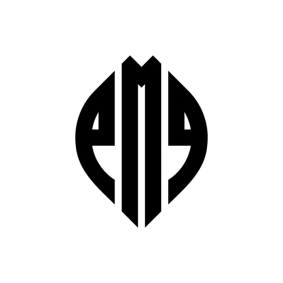 design de logotipo de letra de círculo pmq com forma de círculo e elipse. letras de elipse pmq com estilo tipográfico. as três iniciais formam um logotipo circular. pmq círculo emblema abstrato monograma carta marca vetor. vetor