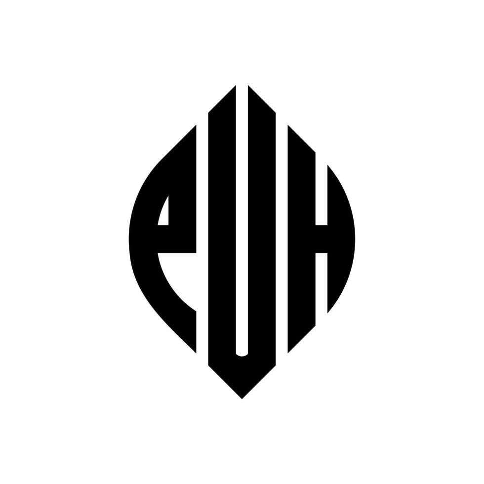 puh design de logotipo de letra de círculo com forma de círculo e elipse. Puh letras de elipse com estilo tipográfico. as três iniciais formam um logotipo circular. Puh círculo emblema abstrato monograma carta marca vetor. vetor