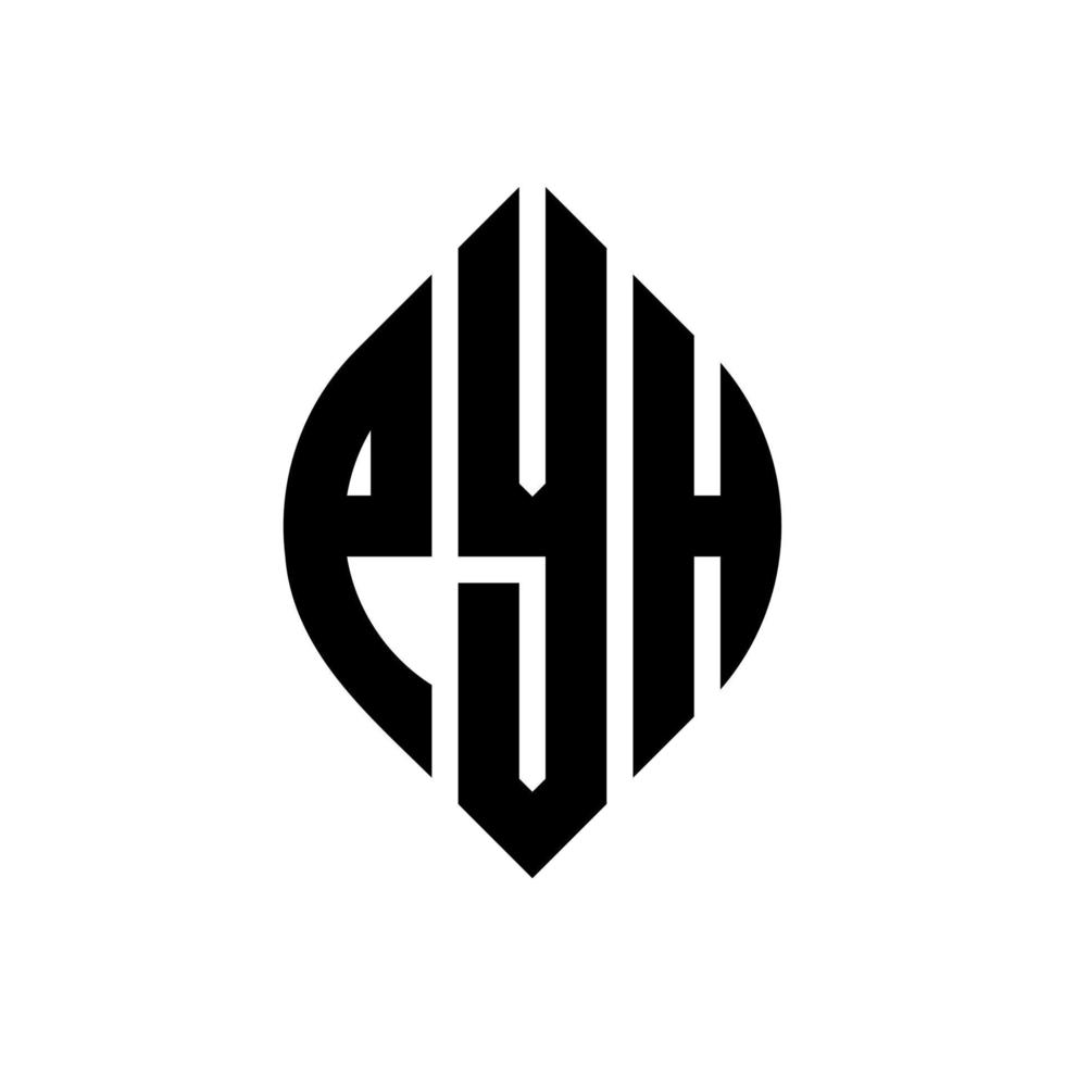 design de logotipo de carta de círculo pyh com forma de círculo e elipse. letras de elipse pyh com estilo tipográfico. as três iniciais formam um logotipo circular. pyh círculo emblema abstrato monograma carta marca vetor. vetor