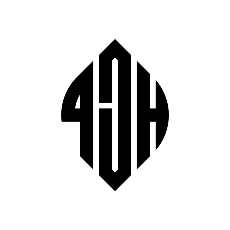 design de logotipo de letra de círculo qjh com forma de círculo e elipse. letras de elipse qjh com estilo tipográfico. as três iniciais formam um logotipo circular. qjh círculo emblema abstrato monograma carta marca vetor. vetor