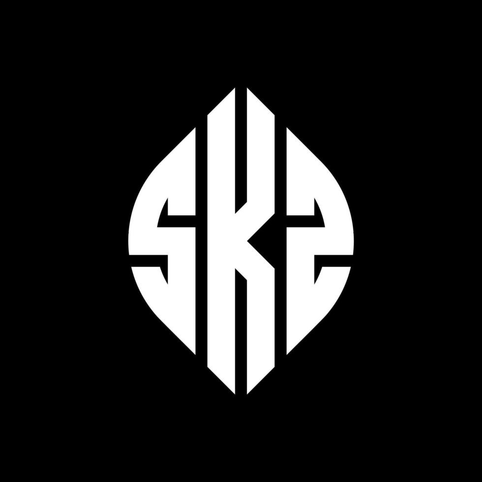 design de logotipo de carta de círculo skz com forma de círculo e elipse. letras de elipse skz com estilo tipográfico. as três iniciais formam um logotipo circular. skz círculo emblema abstrato monograma letra marca vetor. vetor