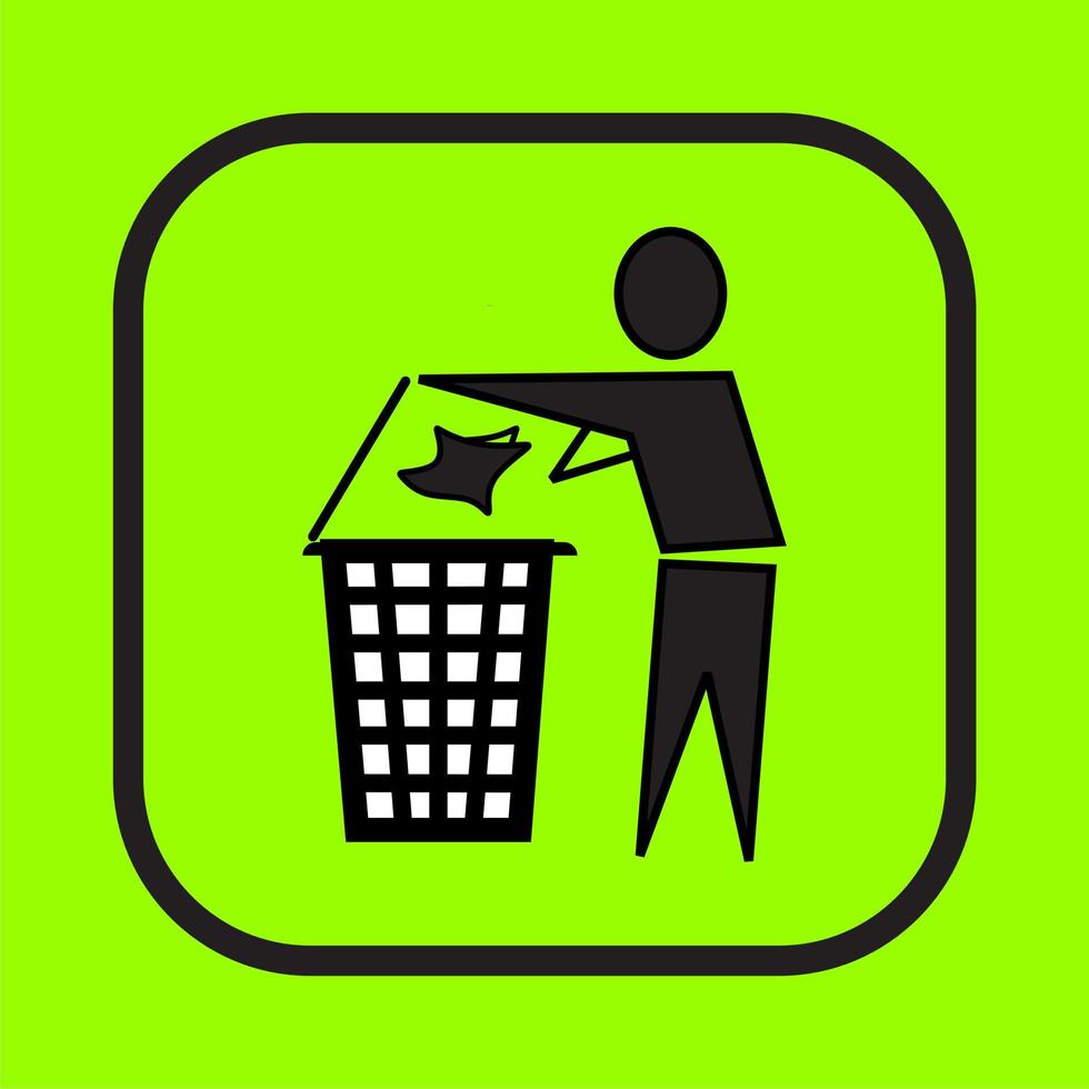 por favor, não jogue lixo, vetor de ícone com fundo verde