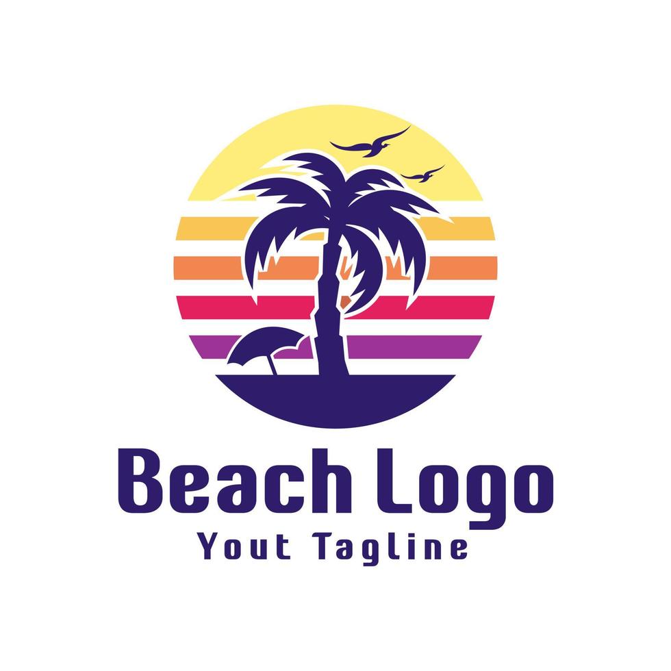 modelo de ilustração de design de logotipo de praia de verão vetor