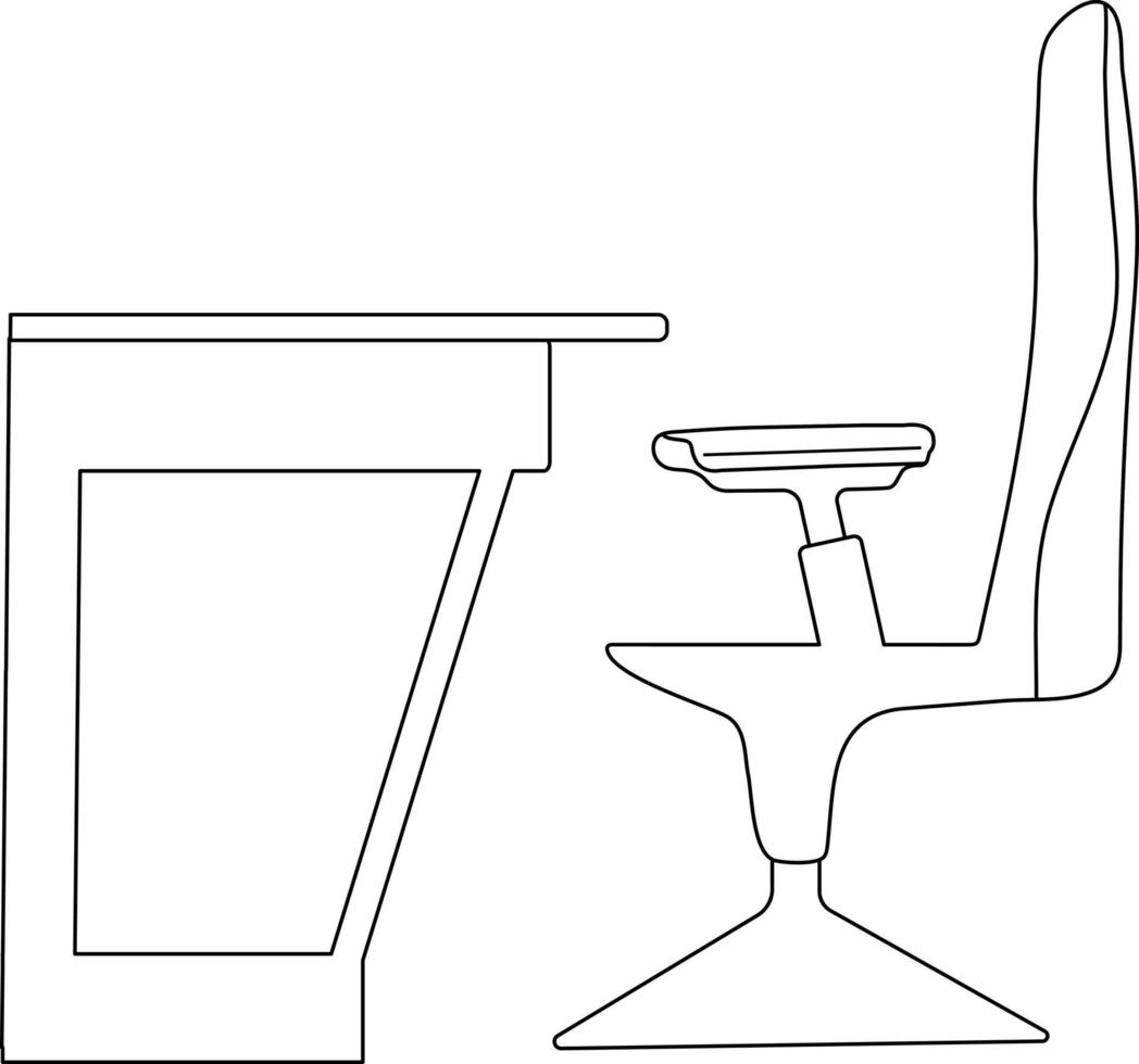 mesa e cadeira para computador. ilustração de furniture.vector de estudante. vetor