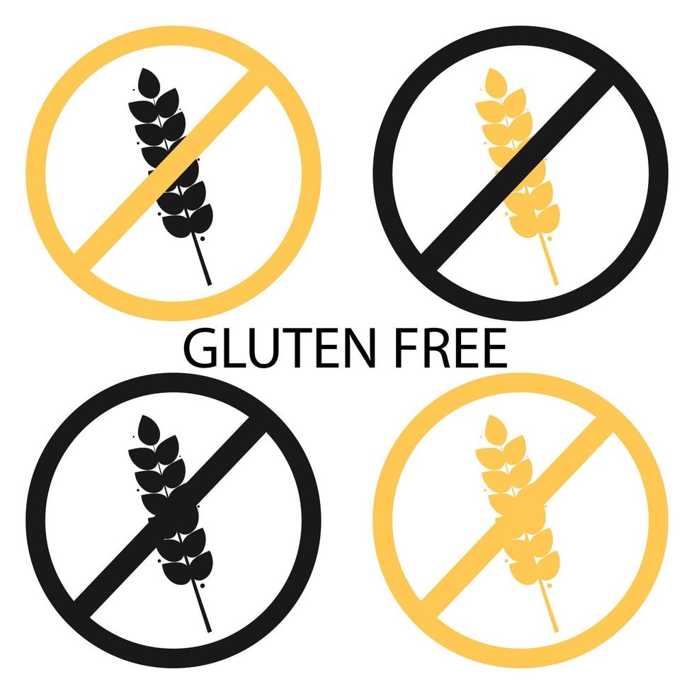 ícone sem glúten com símbolo de grãos ou trigo. rótulo ou logotipo de alergia alimentar. ilustração vetorial. vetor