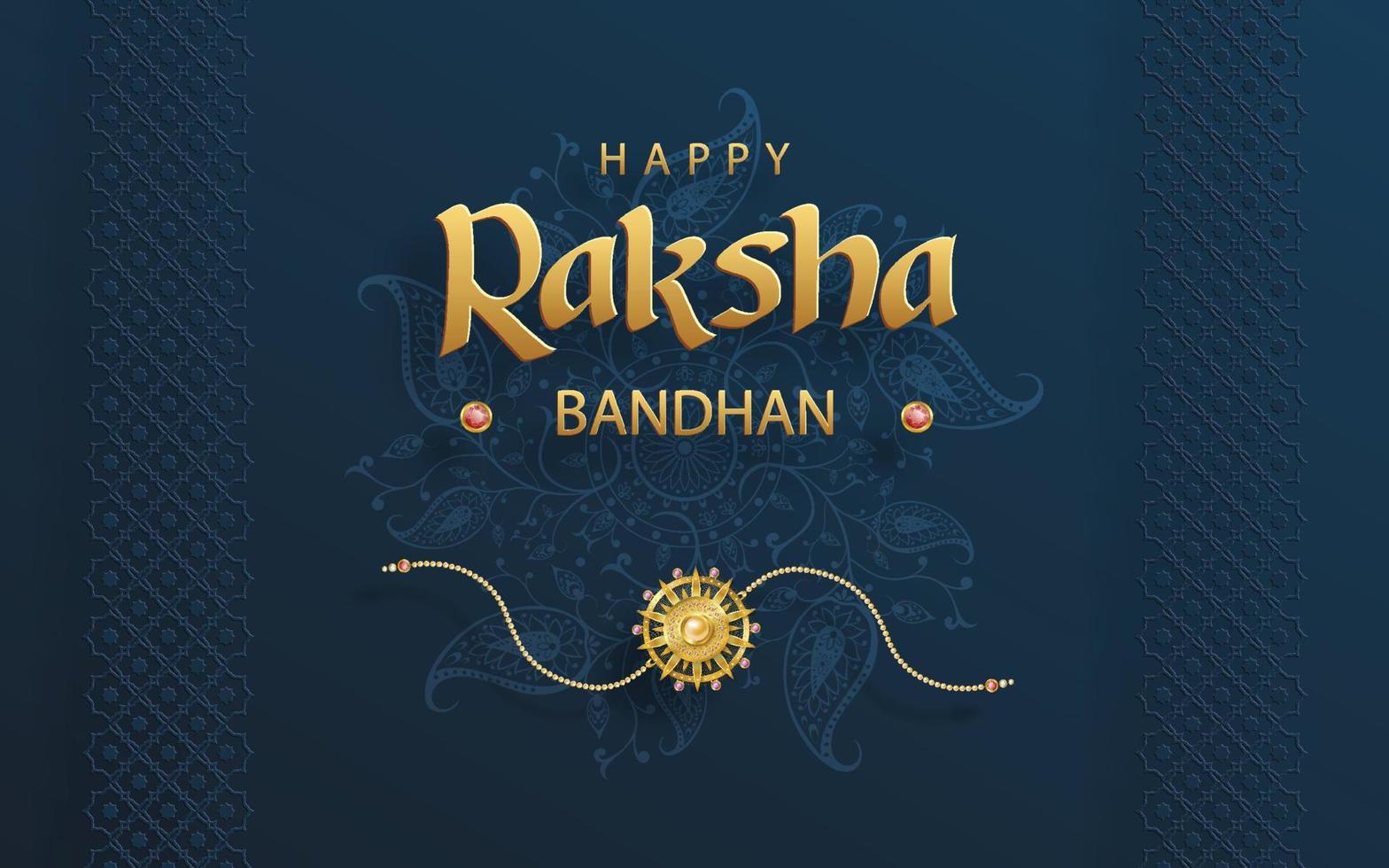 feliz raksha bandhan, o festival indiano, com elementos rakhi e cristal na cor de fundo vetor