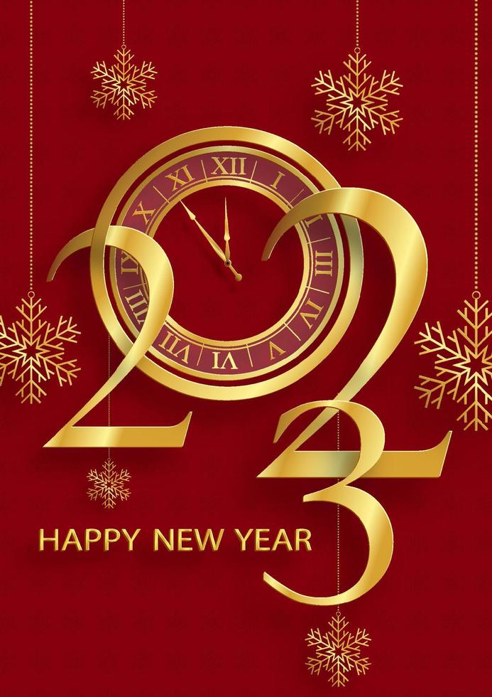 feliz ano novo 2023, padrão festivo com bolas de natal e conceito de flocos de neve na cor de fundo vetor
