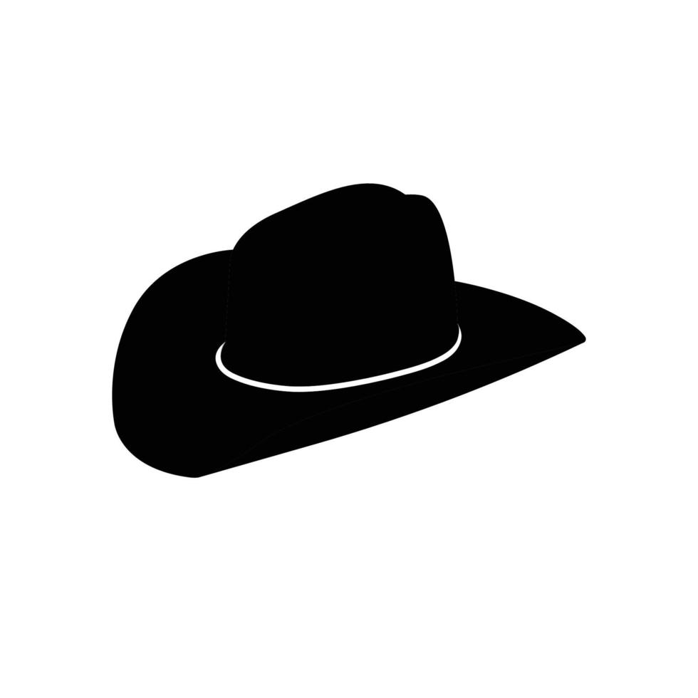 elemento de design de ícone preto e branco de chapéu de cowboy em fundo branco isolado vetor