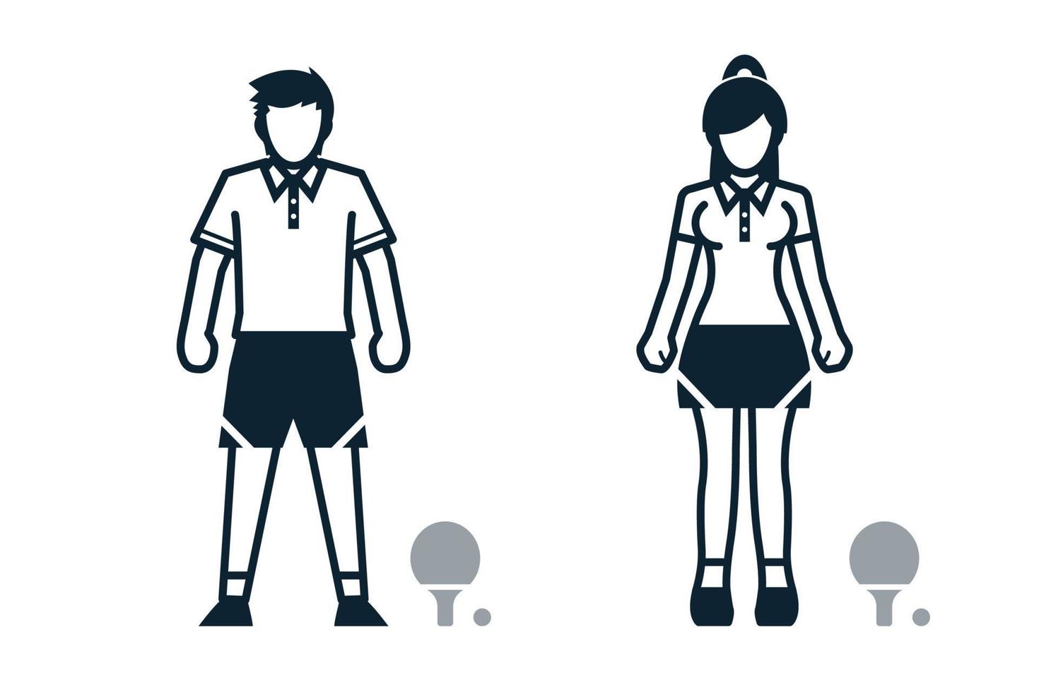 tênis de mesa, jogador de esporte, pessoas e ícones de roupas com fundo branco vetor