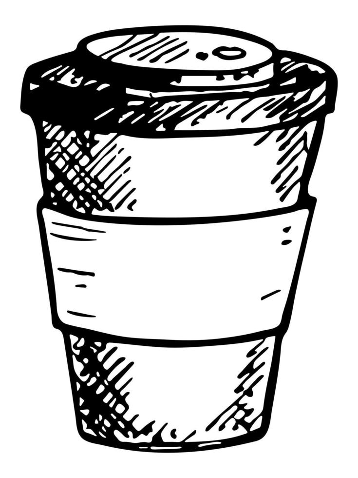 xícara fofa de ilustração de chá ou café. clipart de copo simples. doodle em casa aconchegante vetor