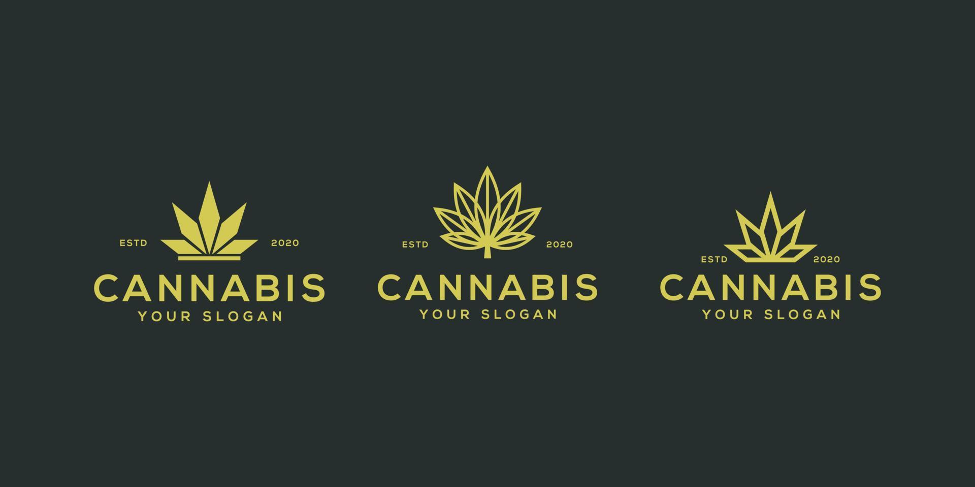 conjunto de vetor de logotipo de folha de maconha cannabis