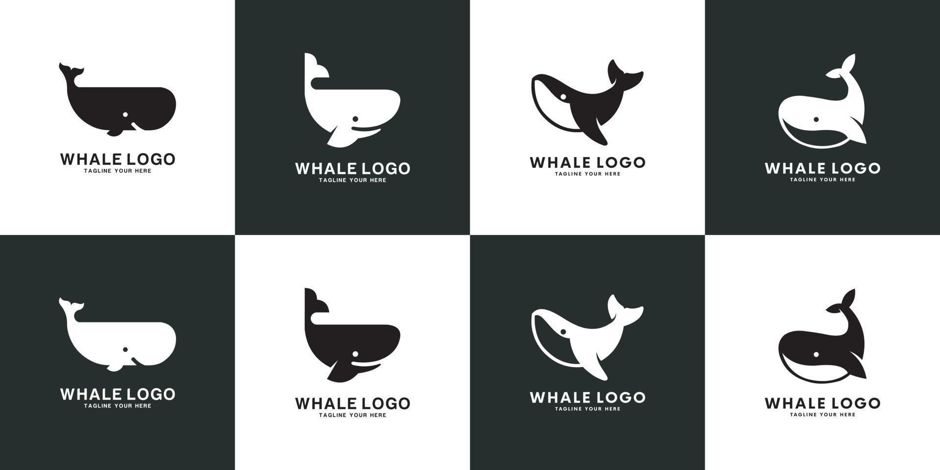 conjunto de vetor de logotipo de espécies de baleias