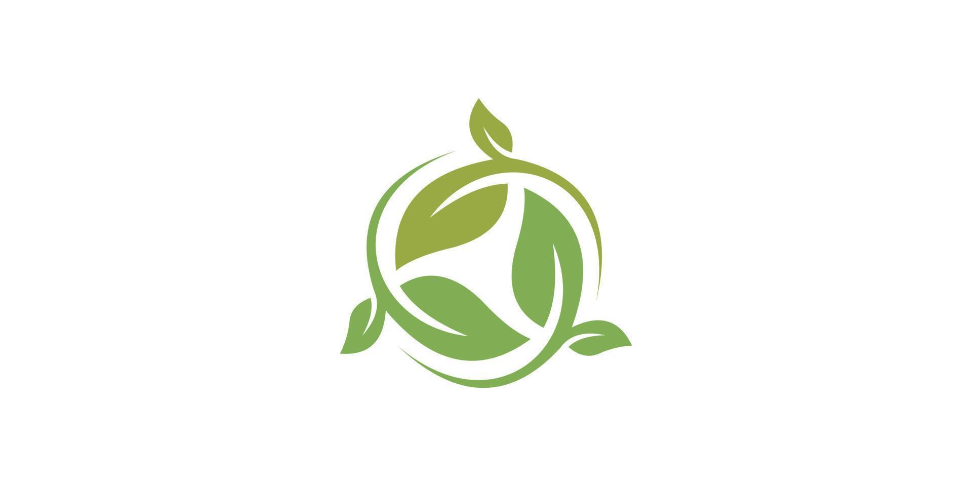 logotipos do ícone de vetor de elemento de natureza de ecologia de folha verde