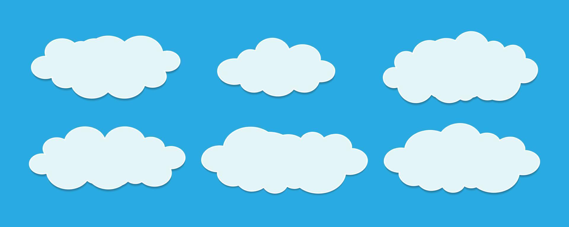 conjunto de nuvens brancas com formas diferentes, vetor livre