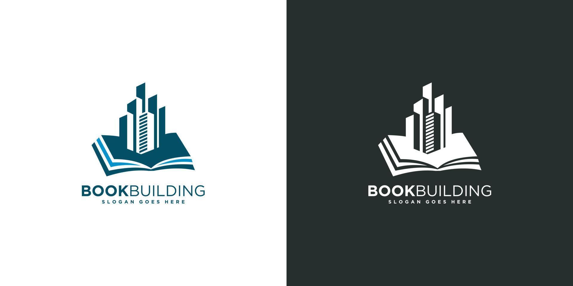 vetor de design de logotipo de construção de livro