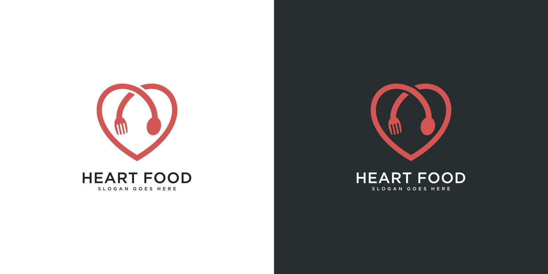 vetor de design de logotipo de comida de coração