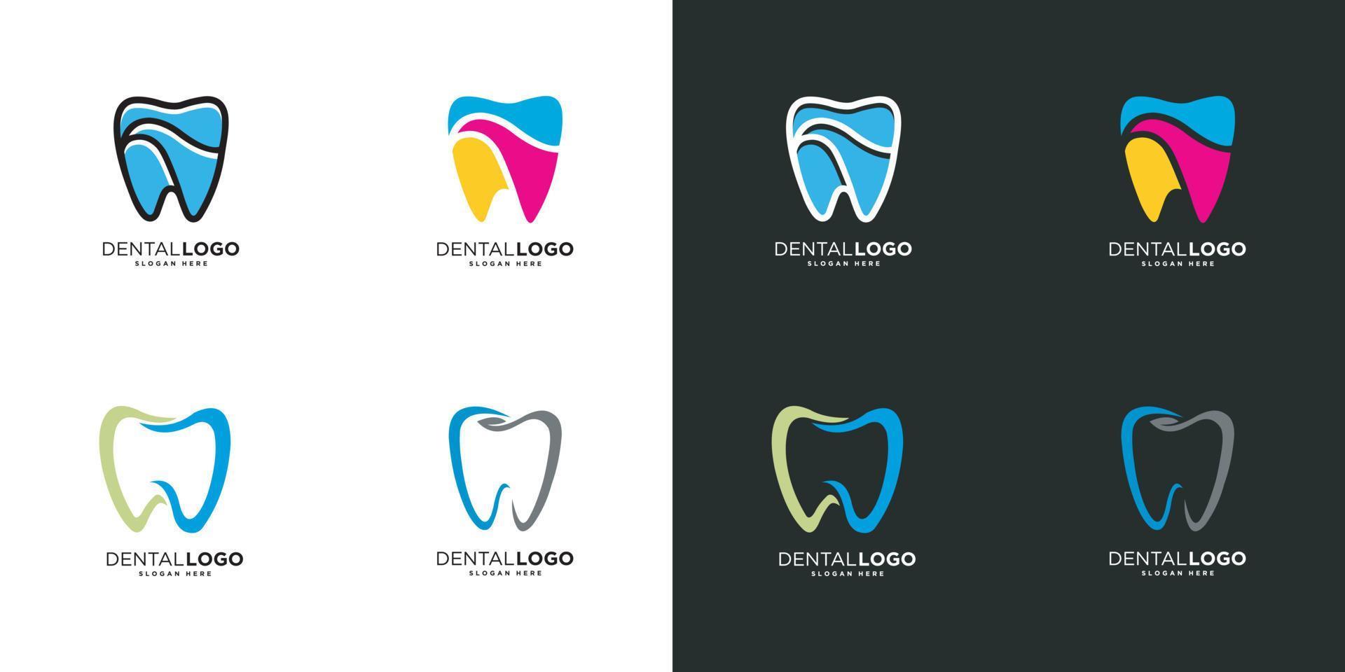 conjunto de modelo de vetor de logotipo dental dente