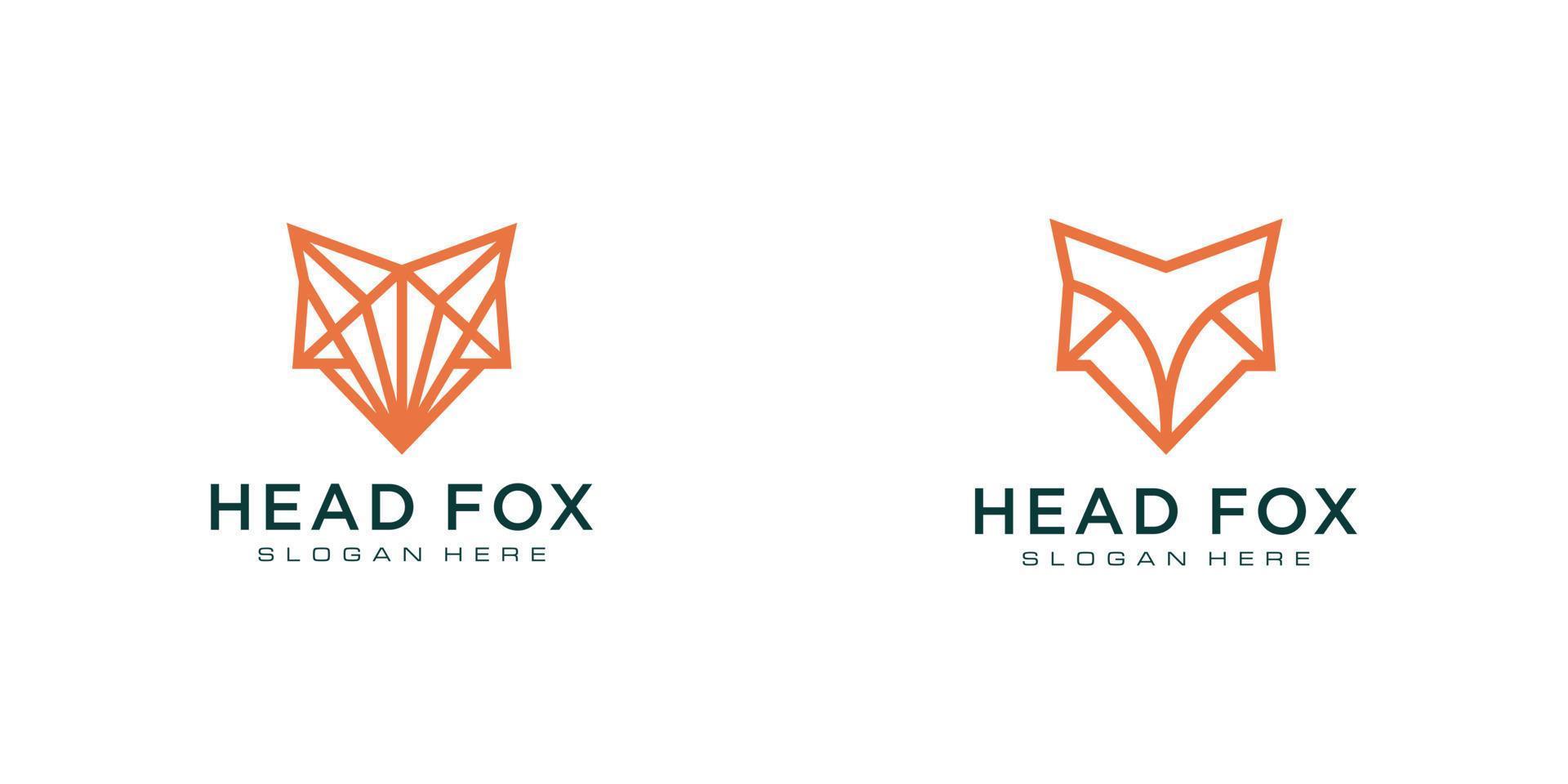 design de estilo de linha de vetor de logotipo de raposa cabeça