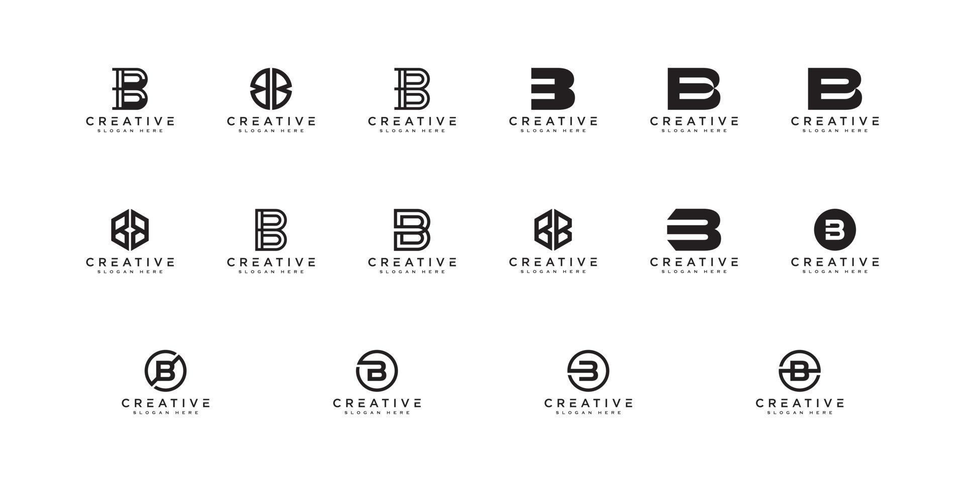 conjunto de modelo de design de logotipo de vetor abstrato letra inicial b. ícone de conceito tipográfico criativo
