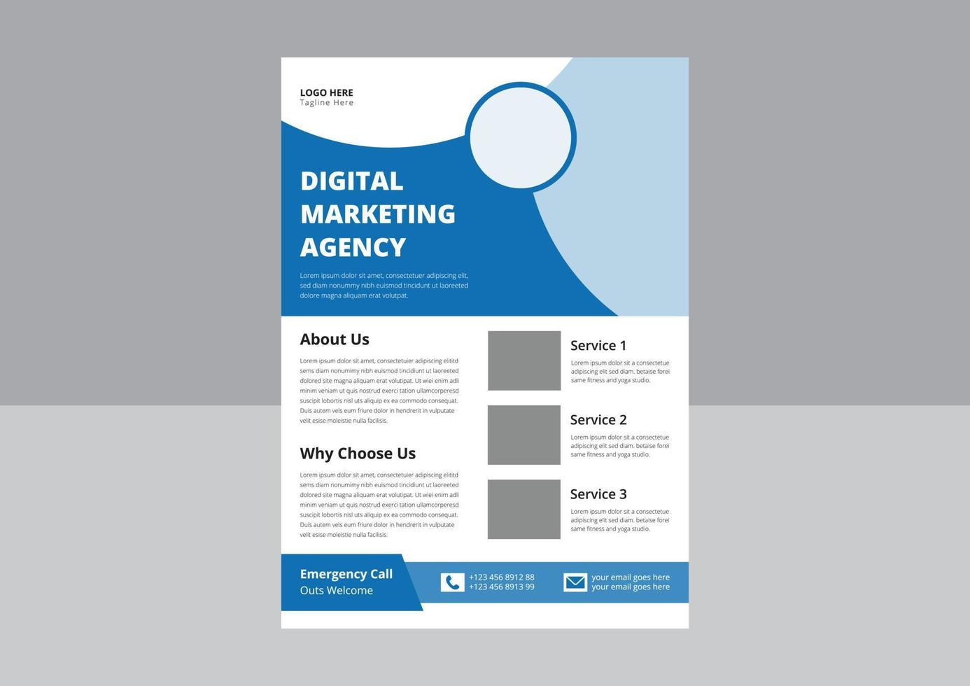 modelo de folheto de negócios corporativos, folheto de agência de marketing digital, aumente seu novo folheto de marketing digital de negócios. capa, cartaz, folheto, design de folheto vetor