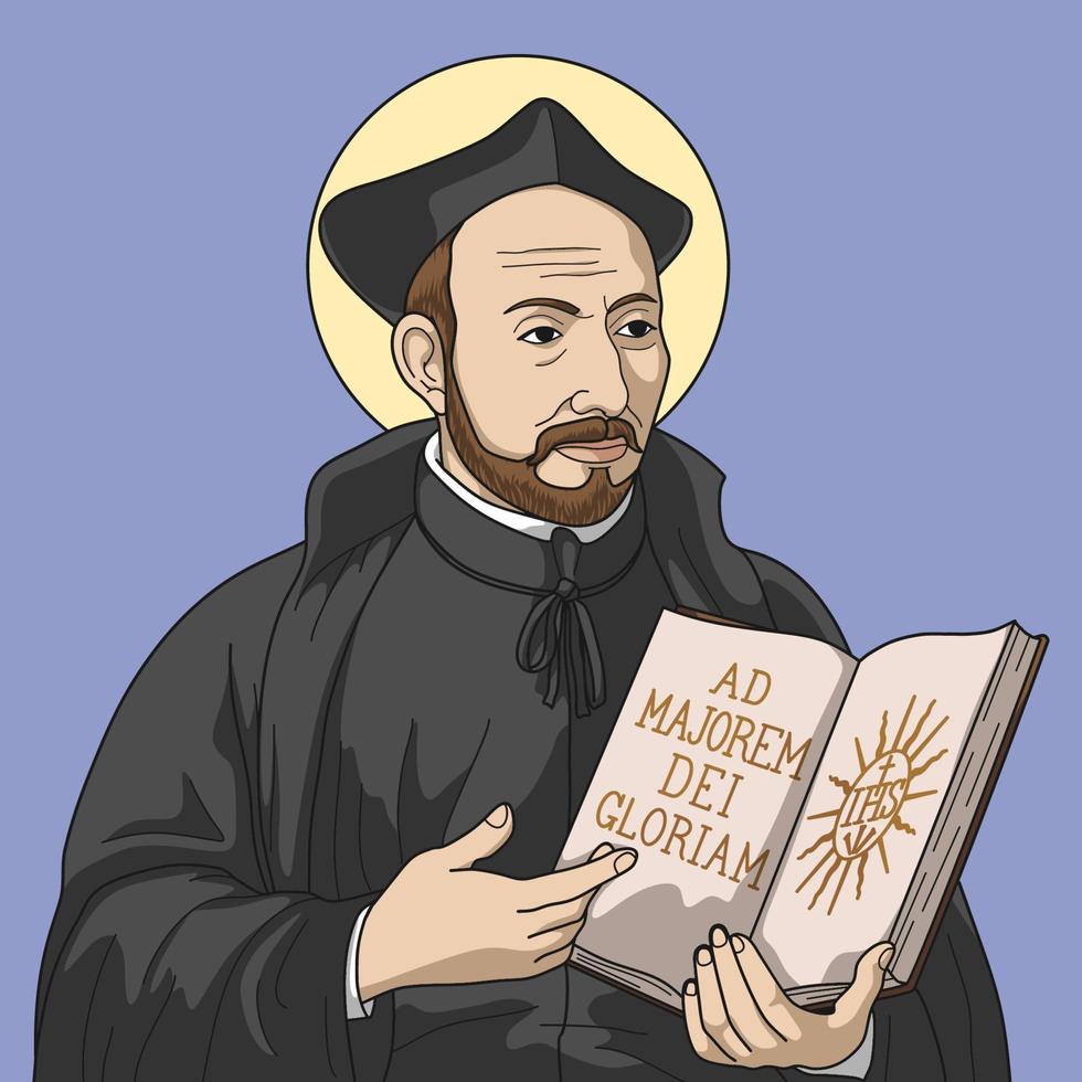 ilustração vetorial colorida de santo inácio de loyola vetor
