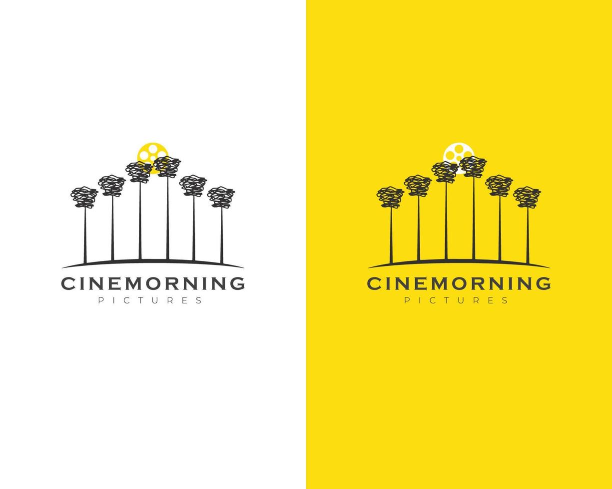 conceito de design de logotipo de manhã de cinema vetor