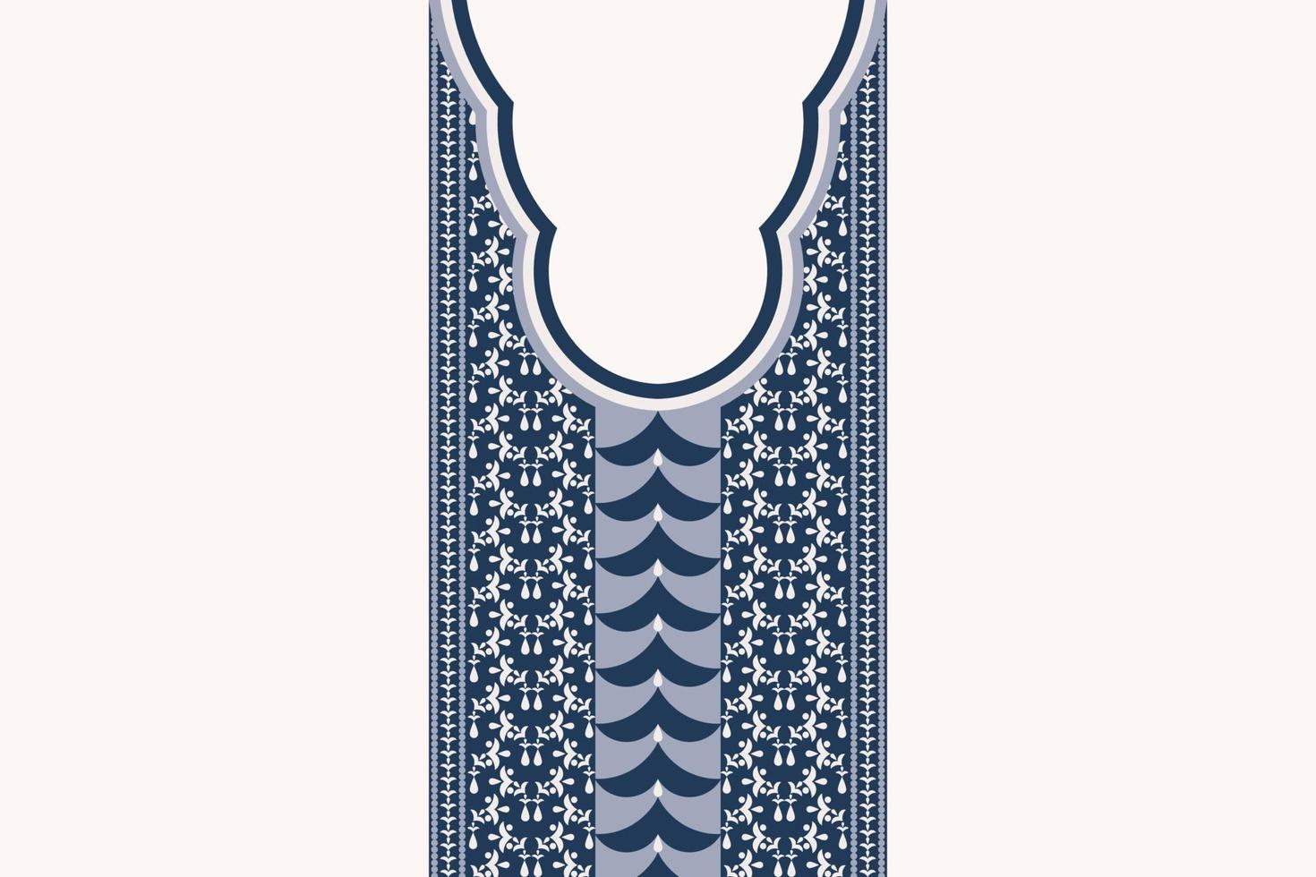 design de forma geométrica de cor azul padrão decote étnico sobre fundo branco. arte tribal elegante para camisas. vetor