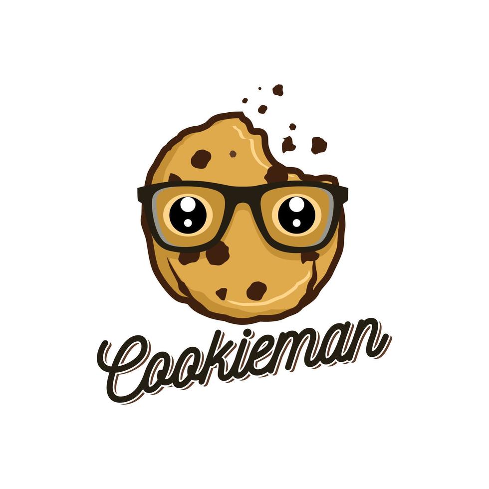 personagem de biscoito geek, elemento de design para logotipo, pôster, cartão, banner, emblema, camiseta. ilustração vetorial vetor