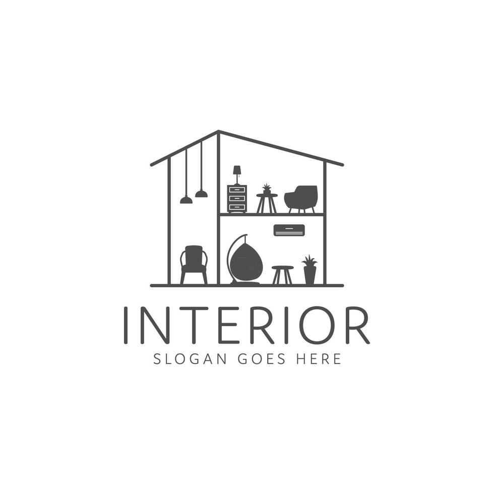 design de logotipo de interiores de decoração para casa vetor