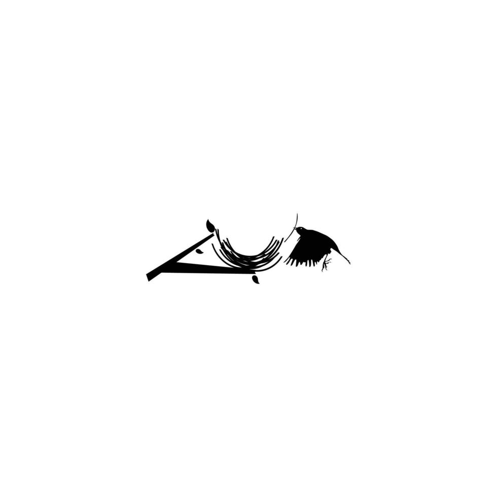 logotipo de ilustração de pássaro construindo um ninho vetor