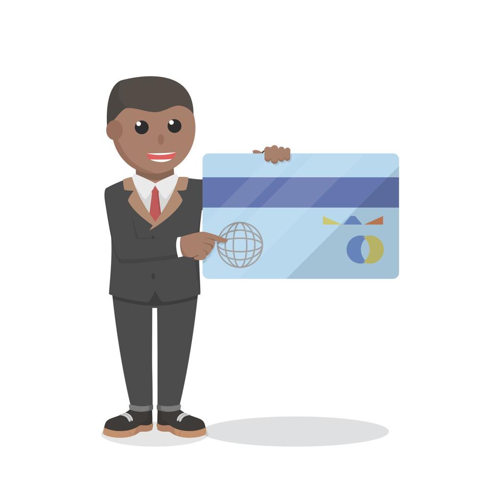 empresário africano mostrando personagem de design de cartão em fundo branco vetor
