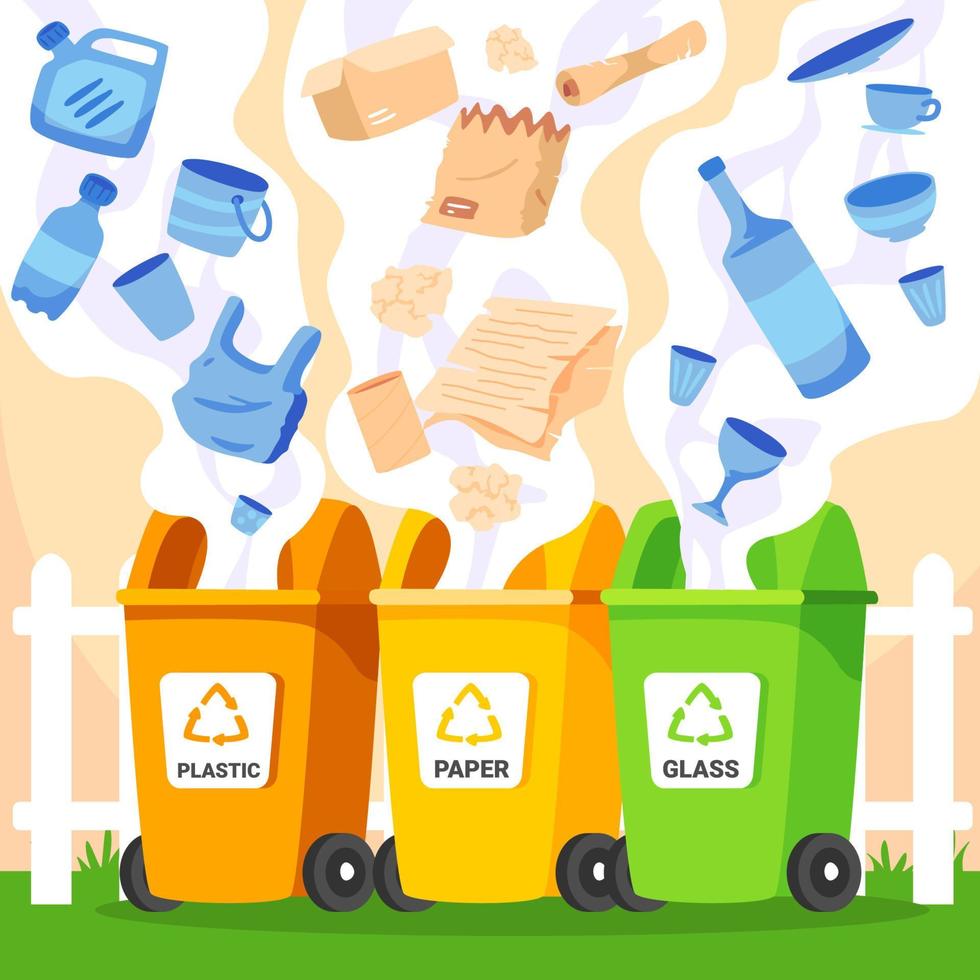 reciclagem de lixo em casa conceito vetor