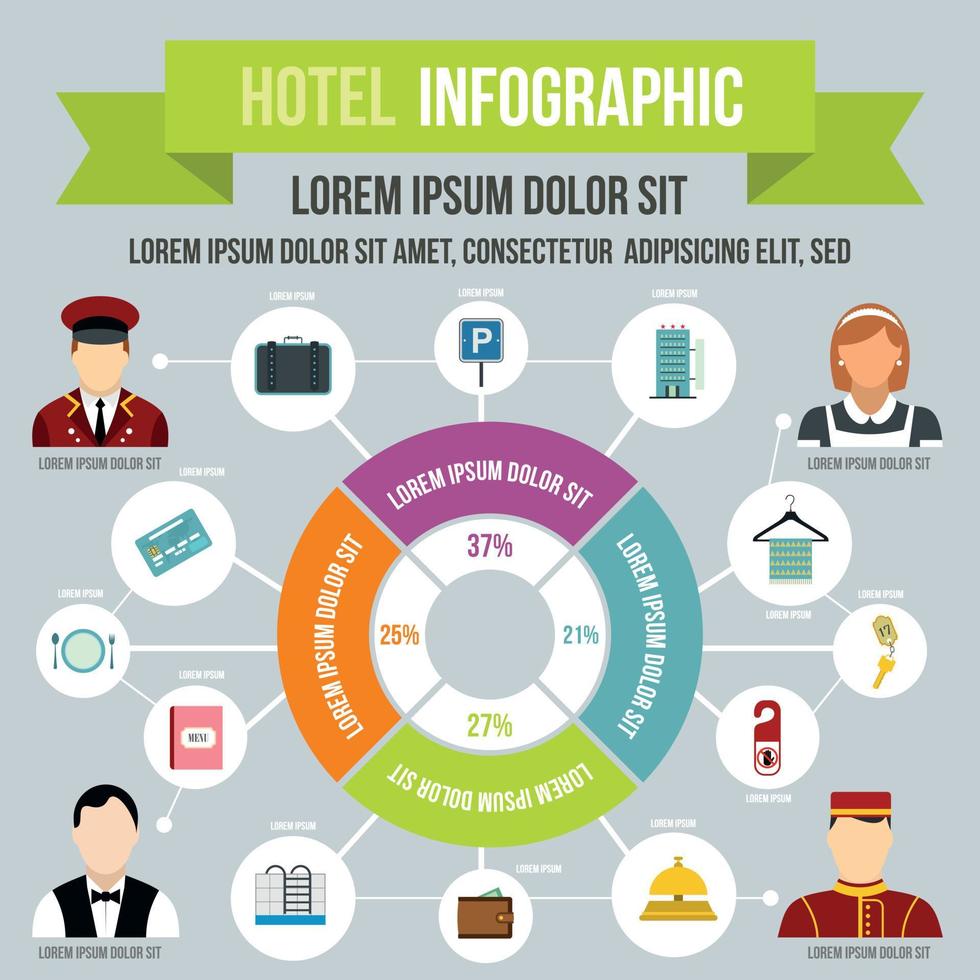 infográfico de hotel, estilo simples vetor