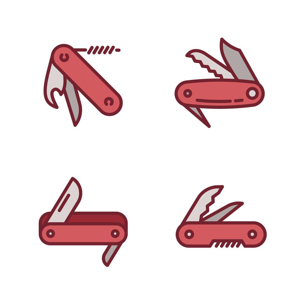 conjunto de ícones de canivete, estilo de contorno vetor