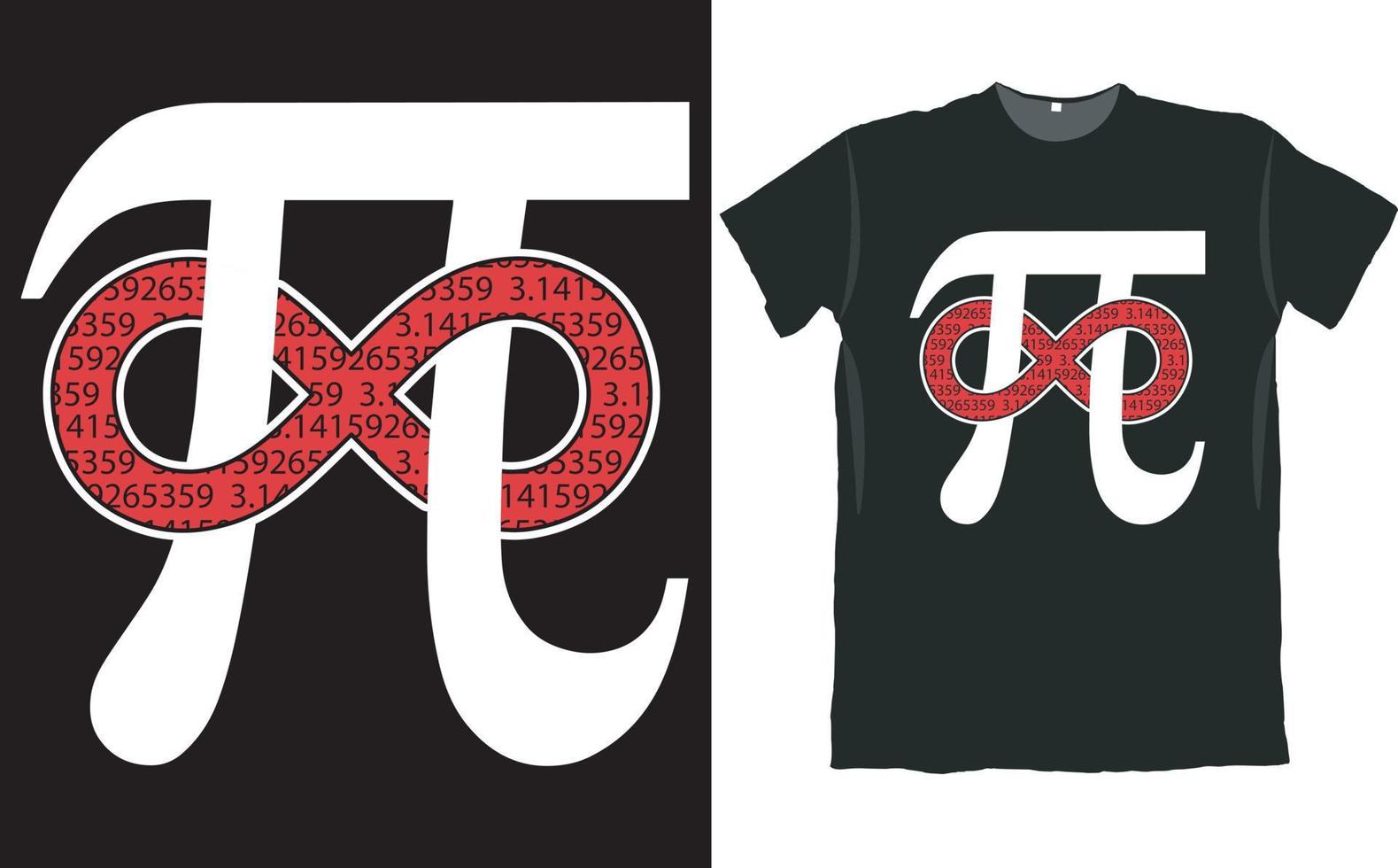 design de camiseta de dia pi símbolo infinito vetor