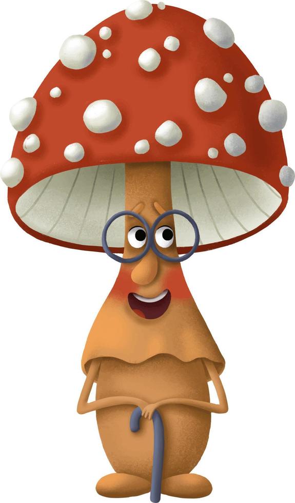 Agaric de cogumelo de personagem de desenho animado fofo vetor