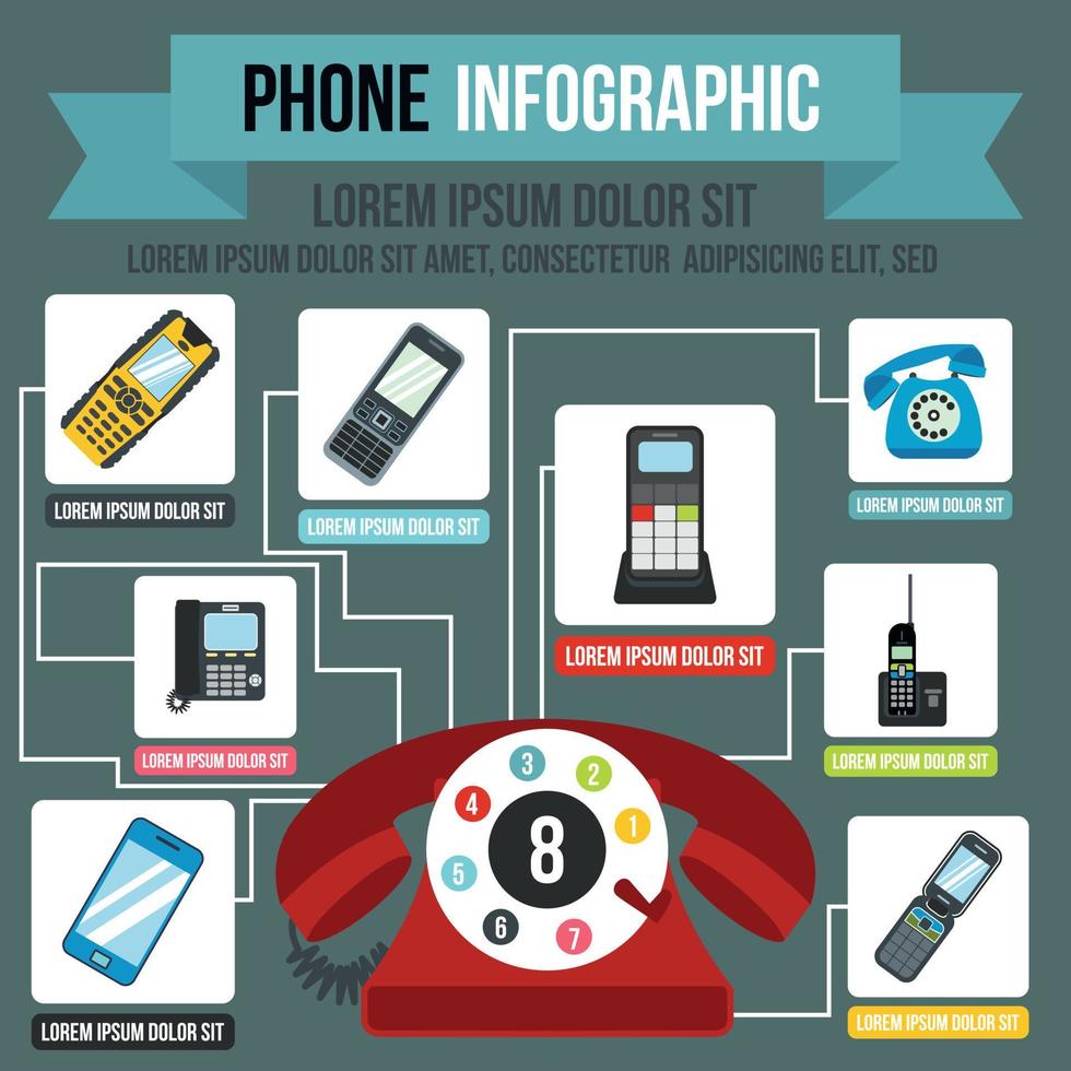 infográficos de telefone, estilo simples vetor