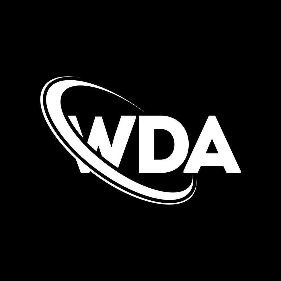 logotipo wda. carta wda. design de logotipo de carta wda. iniciais wda logotipo ligado com círculo e logotipo monograma maiúsculo. tipografia wda para marca de tecnologia, negócios e imóveis. vetor