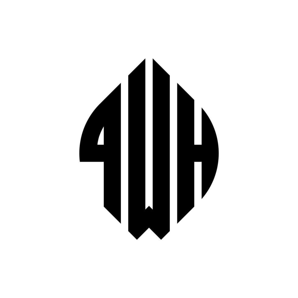 design de logotipo de letra de círculo qwh com forma de círculo e elipse. letras de elipse qwh com estilo tipográfico. as três iniciais formam um logotipo circular. qwh círculo emblema abstrato monograma carta marca vetor. vetor