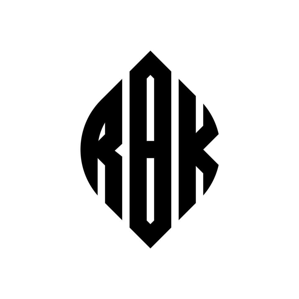 design de logotipo de carta de círculo rbk com forma de círculo e elipse. letras de elipse rbk com estilo tipográfico. as três iniciais formam um logotipo circular. rbk círculo emblema abstrato monograma carta marca vetor. vetor