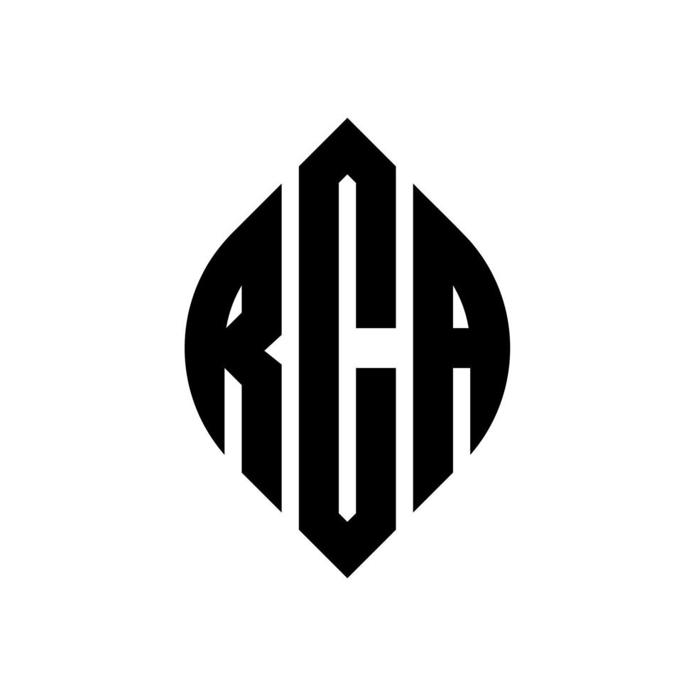 design de logotipo de carta de círculo rca com forma de círculo e elipse. letras de elipse rca com estilo tipográfico. as três iniciais formam um logotipo circular. rca círculo emblema abstrato monograma carta marca vetor. vetor