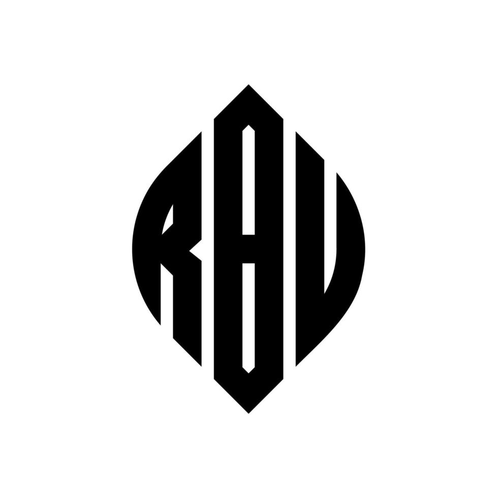 design de logotipo de carta de círculo rbu com forma de círculo e elipse. letras de elipse rbu com estilo tipográfico. as três iniciais formam um logotipo circular. rbu círculo emblema abstrato monograma carta marca vetor. vetor