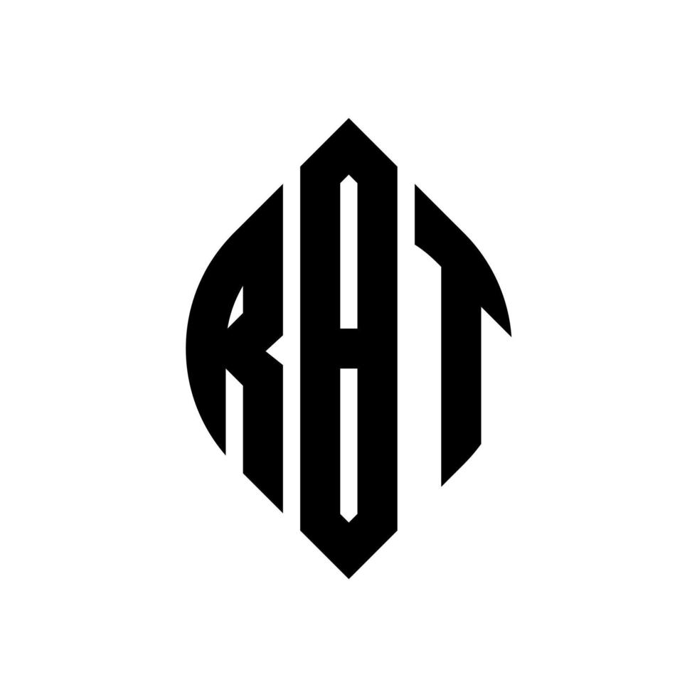 design de logotipo de carta de círculo rbt com forma de círculo e elipse. letras de elipse rbt com estilo tipográfico. as três iniciais formam um logotipo circular. rbt círculo emblema abstrato monograma carta marca vetor. vetor