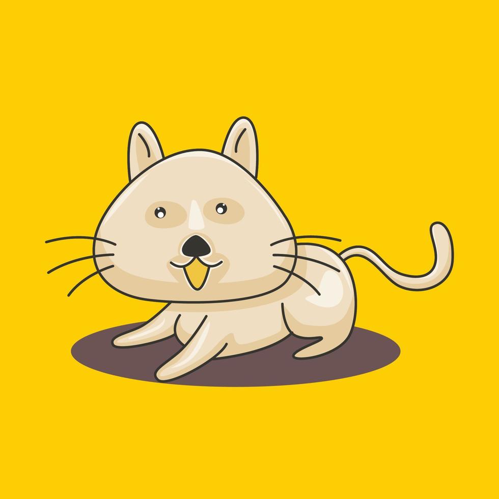 ilustração vetorial de um gato fofo sorrindo feliz com uma pose única vetor