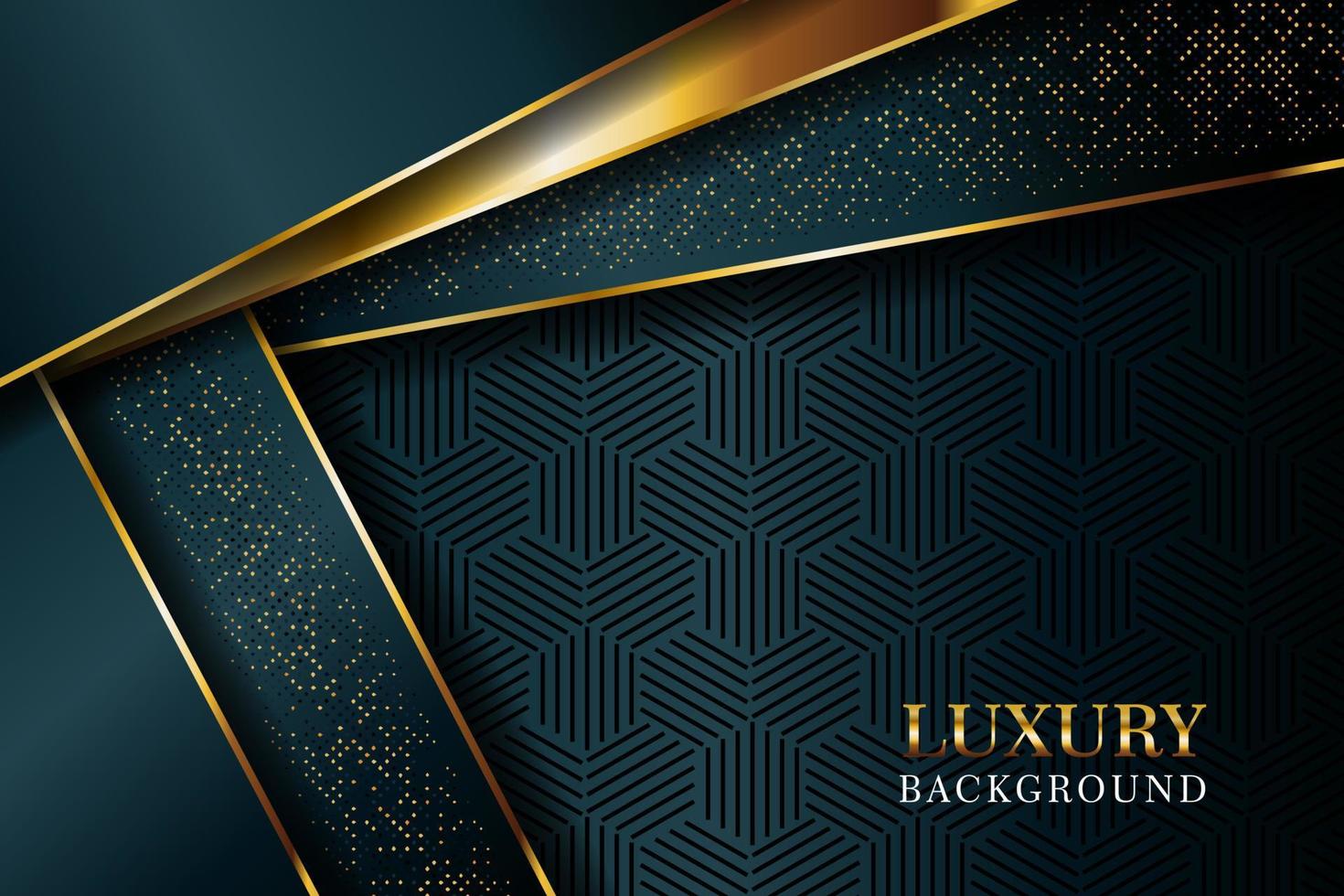 sobreposição verde escura abstrata com pontos de brilhos e ilustração em vetor fundo de tecnologia futurista de luxo moderno linha dourada.