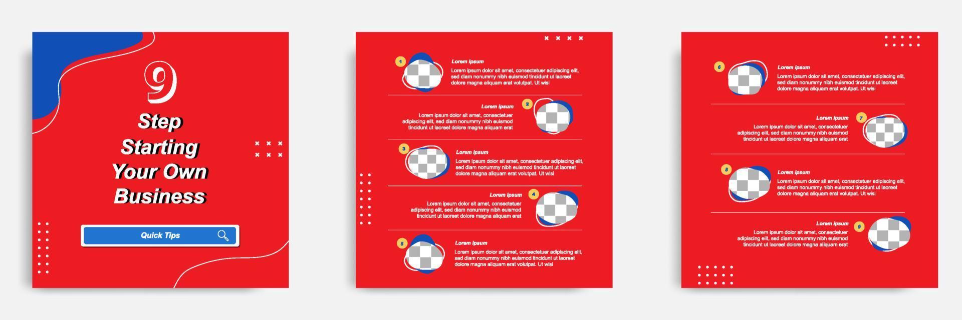tutorial de mídia social vermelha, dicas, truque, você sabia que postou modelo de layout de banner com fundo geométrico e elemento de design de padrão memphis vetor